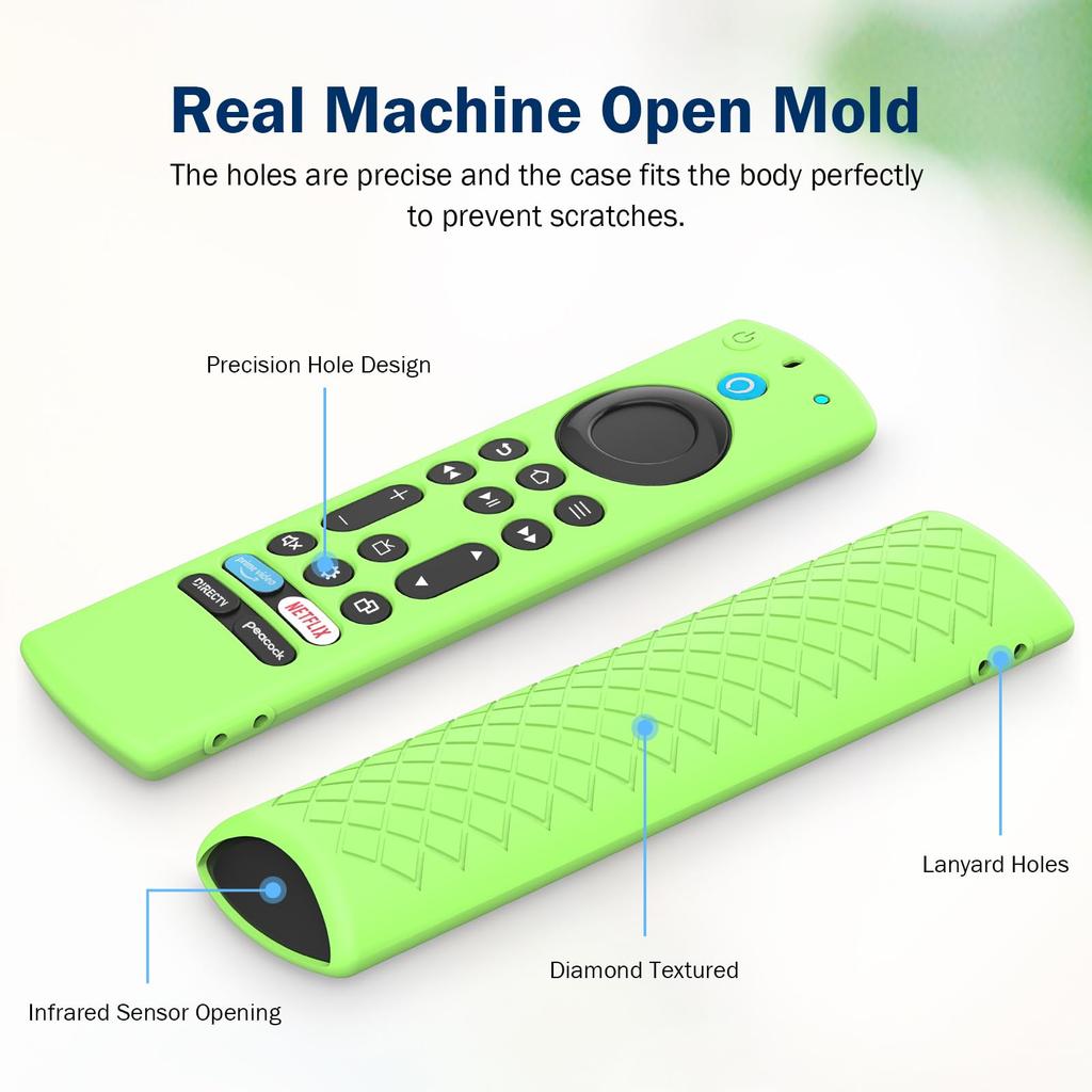 Силиконовый чехол для пульта ДУ для Fire TV Stick Max 2-го поколения 2023 года / Omni / Серии 4, противоскользящий, светящийся в темноте, с ремешком