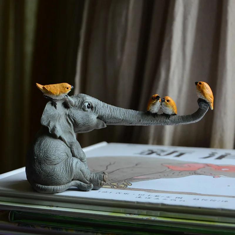 Cute Elephant Figurines Fairy Garden Animal Ornaments for Home Deskpot Cupboard Props Decor Accessories Room Decoration