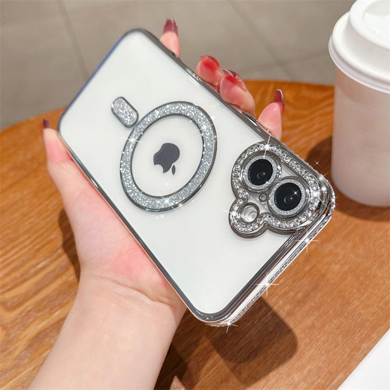 Блестящий магнитный чехол с алмазной рамкой для iPhone 16, 15 Plus, 14, 13 Pro Max, 12, чехол для Samsung Galaxy A56, A36, A26, A16, A55, A35, A25, A15, A54, A34, S25, S24, чехлы