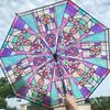 Automatic Church Retro Transparent Large Umbrella Stained Glass Transparent Umbrella Romantic Sunny Dual Use Of Rain And Light