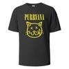 Purrvana Cat Head Print T-Shirt Summer Tees For Men Women 100% Cotton O-neck Oversize Casual Short Sleeved Tops