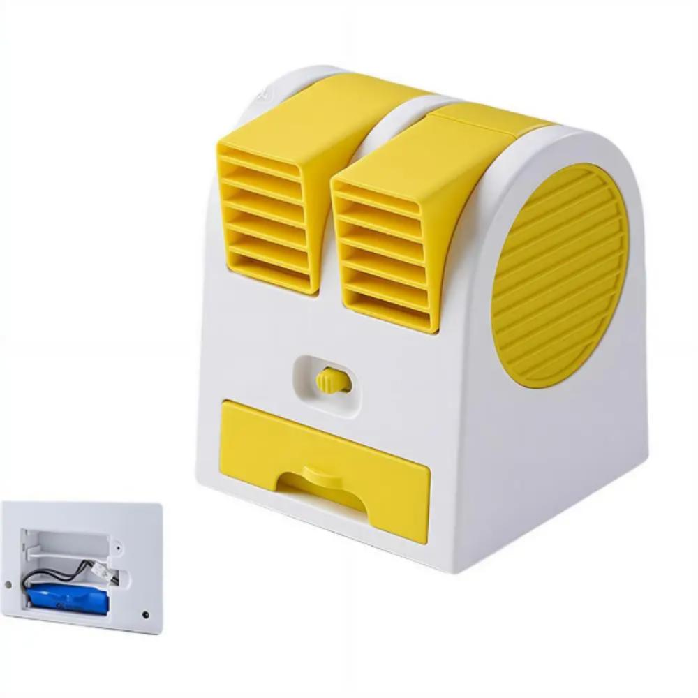 Quiet Mini Air Cooling Desk Fan Battery Powered Ice Box Portable Table Fan Ice Water Tray Dual Air Outlet