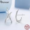 BAMOER 925 Sterling Silver X Stud Earrings for Women 18K Gold Plated Hypoallergenic Earrings Chic Jewelry Gift for Daily Wear