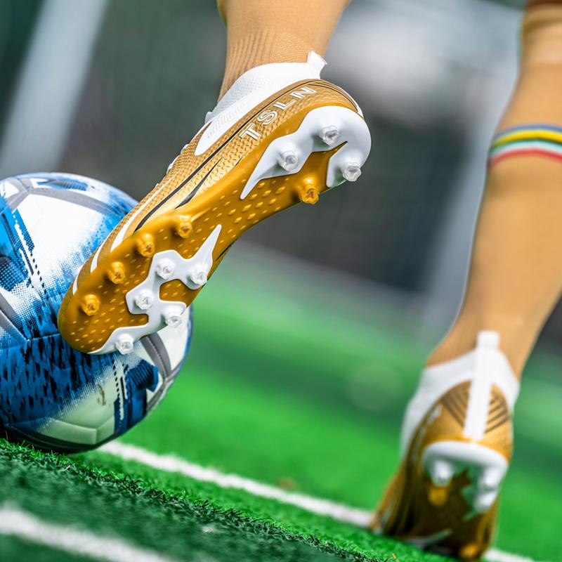 Футбольные бутсы 35-46 мужские большие высокие футбольные бутсы с длинными гвоздями противоскользящие TPR искусственные кузнечики детские футбольные бутсы для улицы