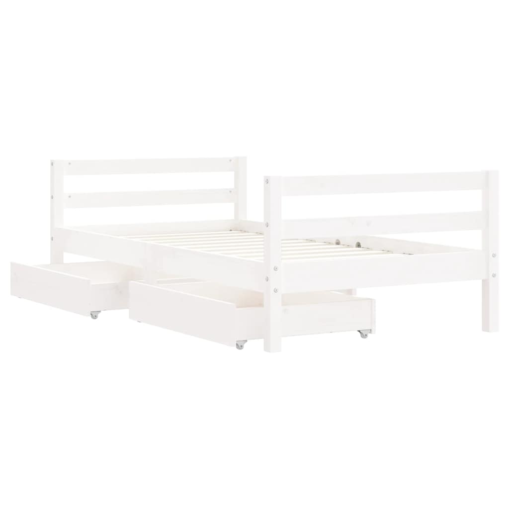 Kids Bed with Drawers White 80 x 160 cm Solid Pine Wood