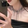 Electroplating Fashion Inlaid Rhinestone Necklace Alloy Charm Necklace Y2k Style Tassels Necklace