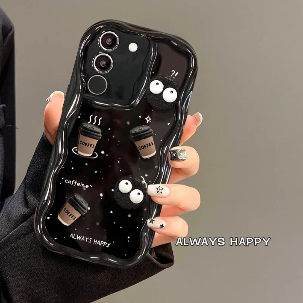 3D Милые Кофейные Брикеты Новый Чехол для Телефона Для IPhone 16 15 14 13 12 11 Pro Max Mini X XR XSMAX 8 7 6S Plus 3D Волна TPU Задняя Крышка