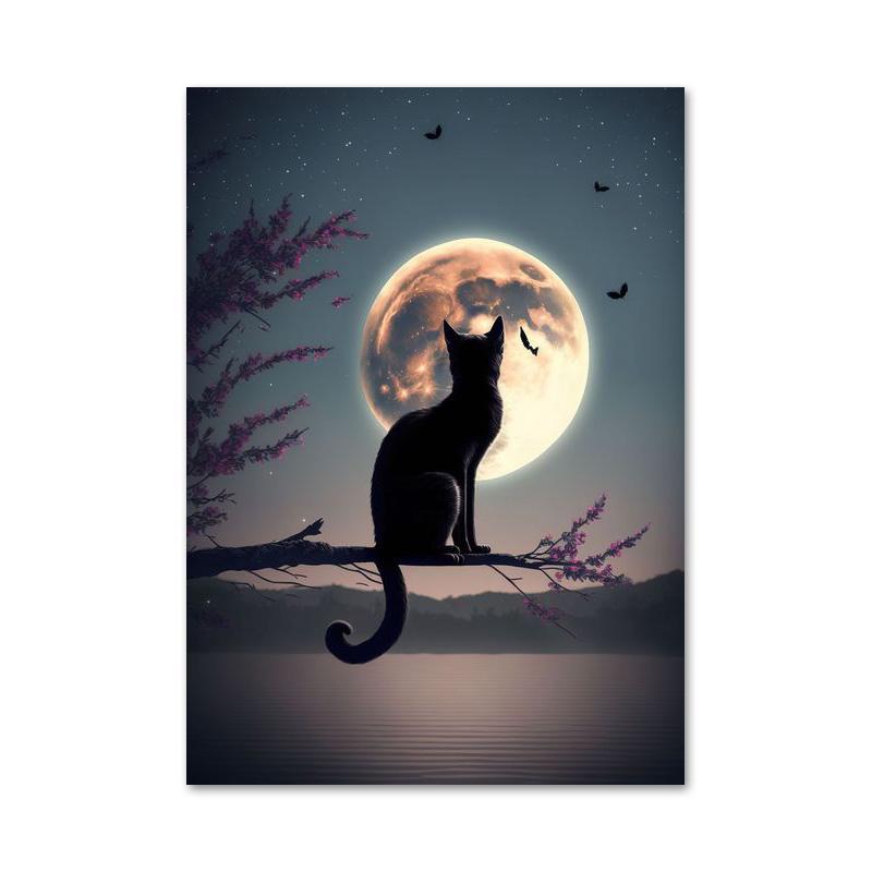 Японские забавные животные, кошки, цветущая вишня, постеры и принты, картины на холсте, настенные художественные картины для гостиной, украшения дома