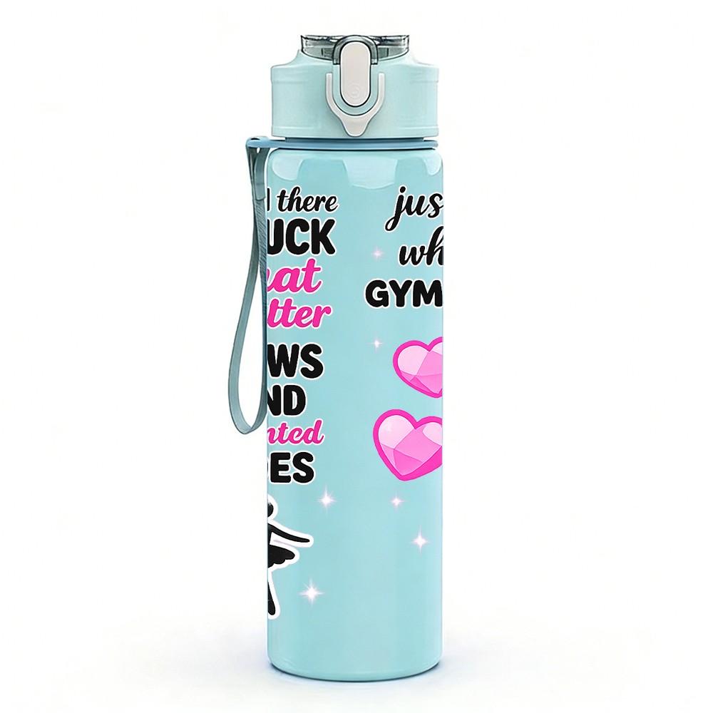 1PC Gymnastics Girl Sport Quote Print 750ml Color Plastic Sports Water Bottle Leakproof Flip Straw Lid Suitable for Sports Office Home Use