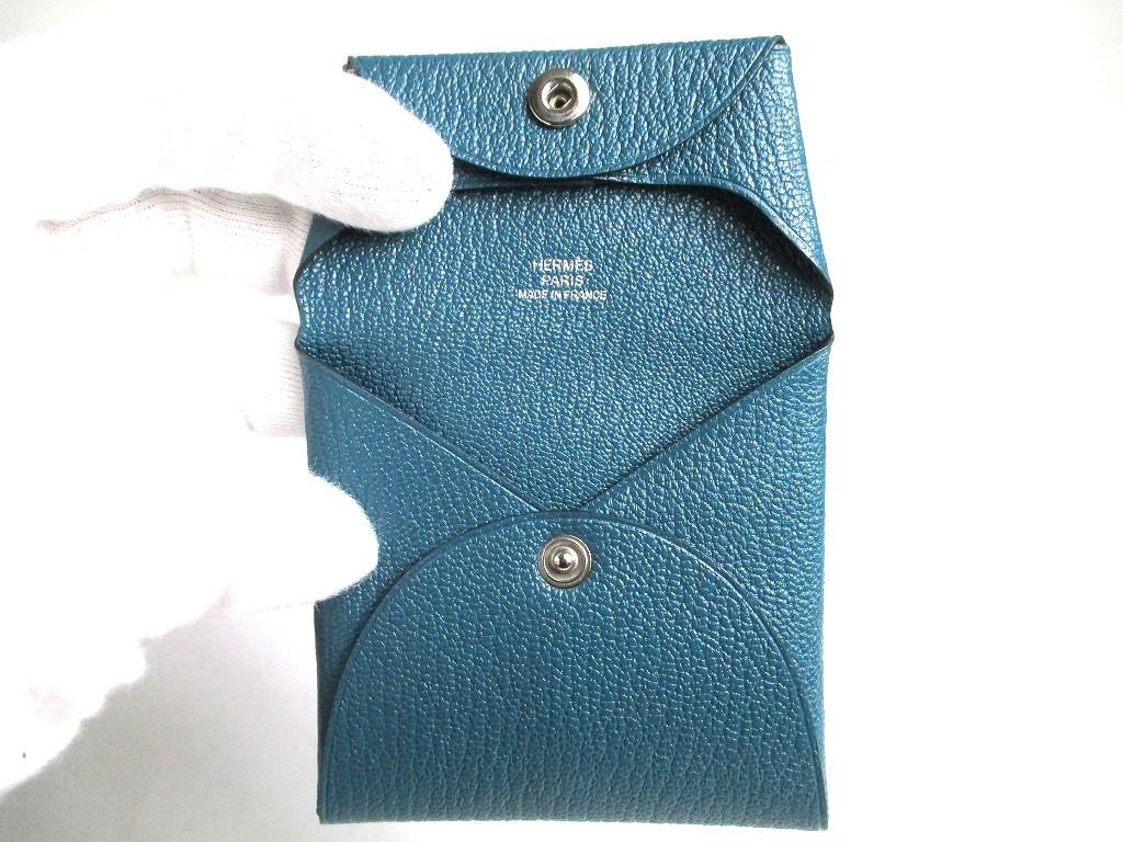 Оригинальный кошелек для монет HERMES Vert Bosphore из кожи Chevre Mysore Bastia #b274 Открытая коробка