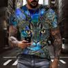 Модные футболки с рисунком кошек, летние тренды, короткие рукава, крутые мужские футболки с 3D-принтами животных, повседневная уличная одежда, футболки в стиле хип-хоп