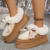 Fashion New Thick Bottom Fur Cotton Padded Shoes Women Bowknot Non Slip Thick Plush Snow Boots Woman Slip On Warm Platform Ankle Boots