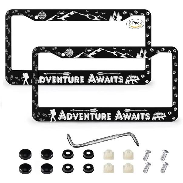 Goth License Plate Frame Novelty Personalized Car Tag Halloween Steering Wheel Covers Witchy License Plate Cover 2 Holes For US Standard Vehicles