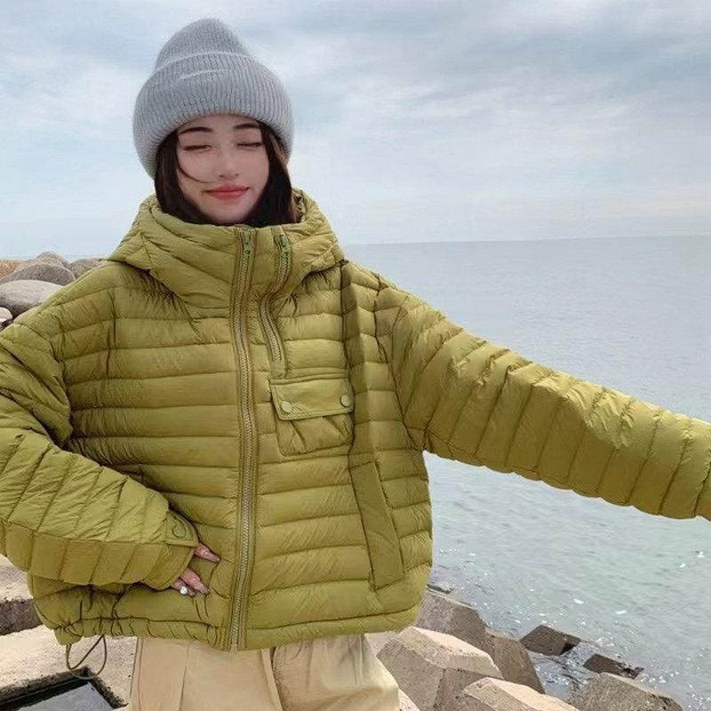 Lightweight Hooded Short Down Jacket 2025 Women'S New Winter Loose Large Size White Duck Down