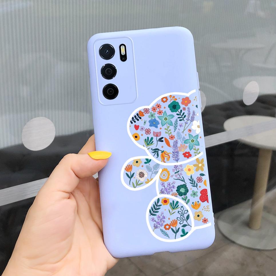 Для телефона Oppo A16 A16s A16k A16e Чехол Oppo A54s Задняя крышка Милый узор Жидкий силикон Матовый Coque Funads OppoA16K A 16 Чехол