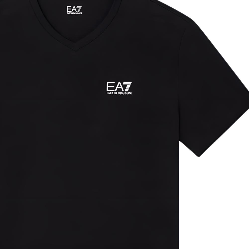 Emporio Armani Мужская футболка Ss25 с логотипом и буквой V-образным вырезом, облегающая, с коротким рукавом, топ, черный 8NPT27-PJVQZ-1200
