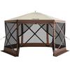 Gazebo Screen Tent, 10 X 10 Ft, 6 Sided Pop-up Camping Canopy Shelter Tent with Mesh Windows, Portable Carry Bag, Ground Stakes, Large Shade Tents for