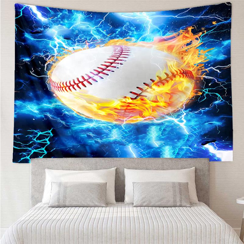 Flaming Football Artwork Tapestry Hanging for Bedroom,Livingroom, Playroom,Decor Art Room Wall Tapestry Holiday and Birthday Gifts