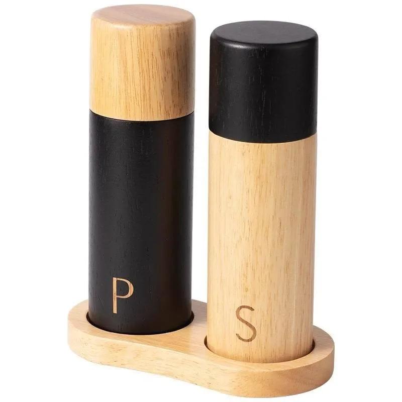 7 Inch Wooden Salt and Pepper Grinder Set Manual Spice Black Pepper Grinder Adjustable Ceramic Core Grill Tools Seasoning Bottle