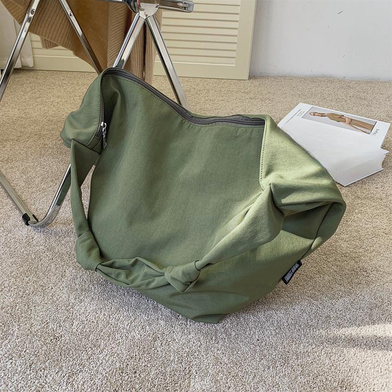 Чистый цвет нейлоновые большие сумки-тоуты для женщин новые сумки для покупок через плечо водонепроницаемые тканевые сумки простые модные хобо