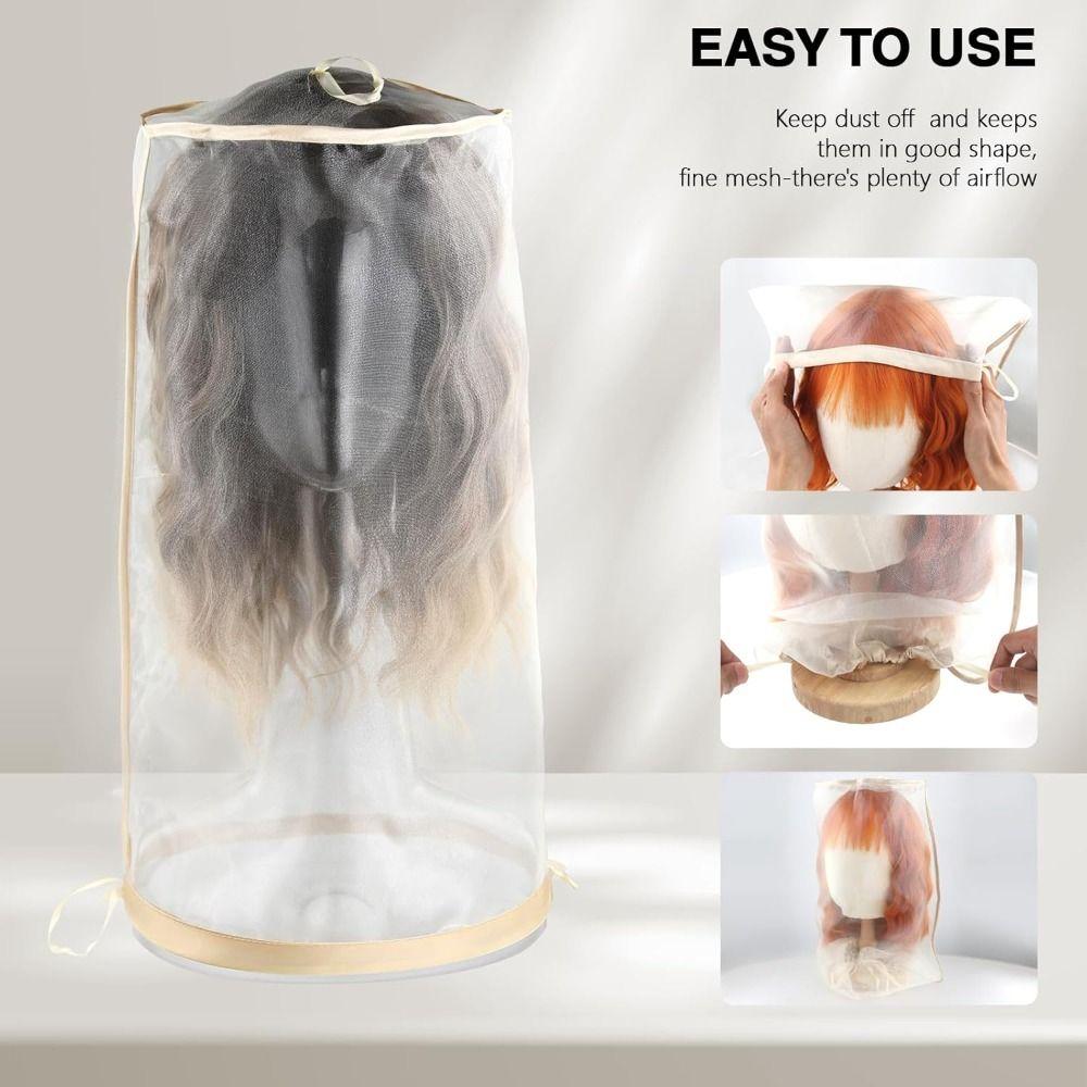 Drawstring Closure Wig Bag Adjustable Wig Dust Covers Dust Bag Wig Protection