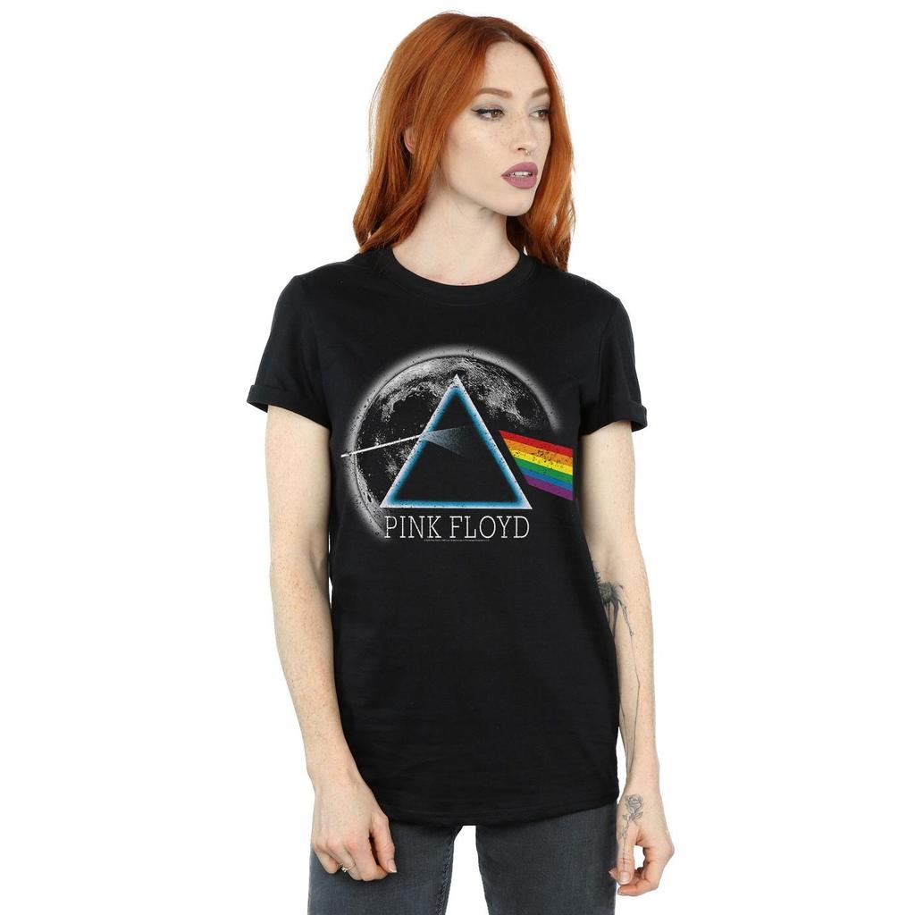 Pink Floyd Womens/Ladies Dark Side Of The Moon Distressed Cotton Boyfriend T-Shirt