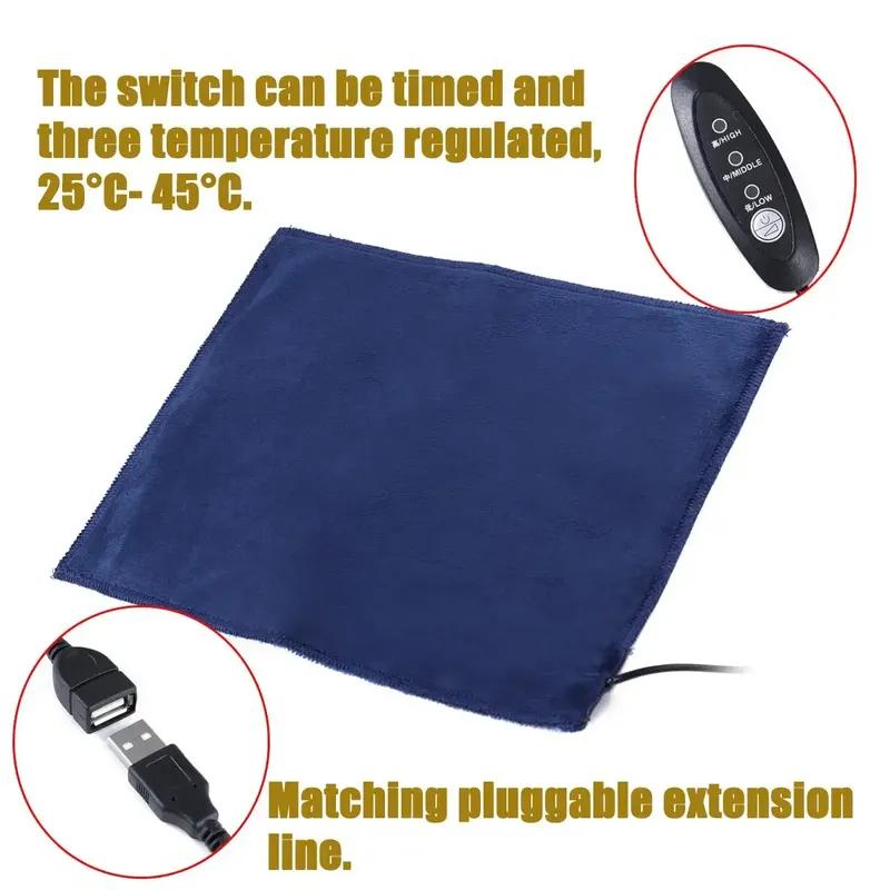 3 Temperatures Carbon Fiber Cat Dog Mat Heating Mat Pet Bed Pad 5V USB Electric Clothes Sheet Winter Plush Pads Warmer
