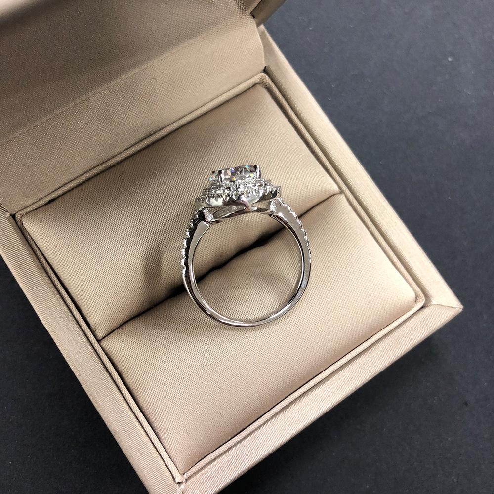 Tancise S925 Silver Oval Pigeon Egg Diamond Retro Luxury Imitation Brick Double-layer Zircon Micro Set Ring