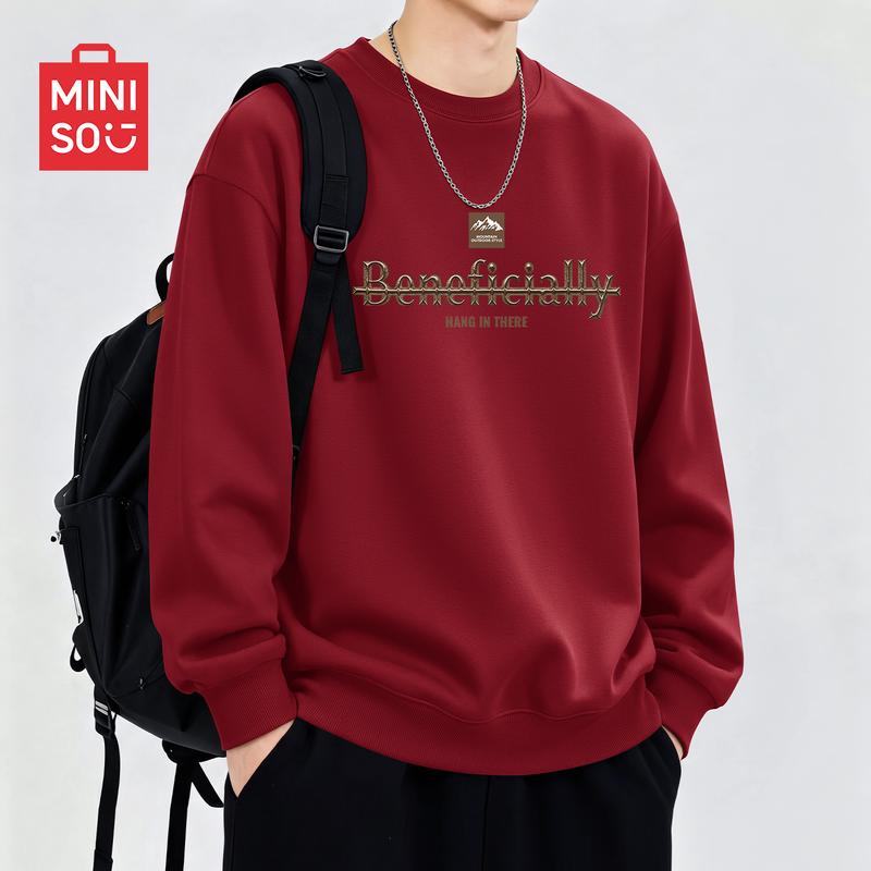 MINISO Men's American Casual Loose-Fit Crewneck Sweatshirt