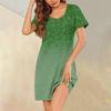 Womens Summer Dresses Short Sleeve Linen Casual T-Shirt Dresses Swing Beach Midi Dress Sundresses With Pockets