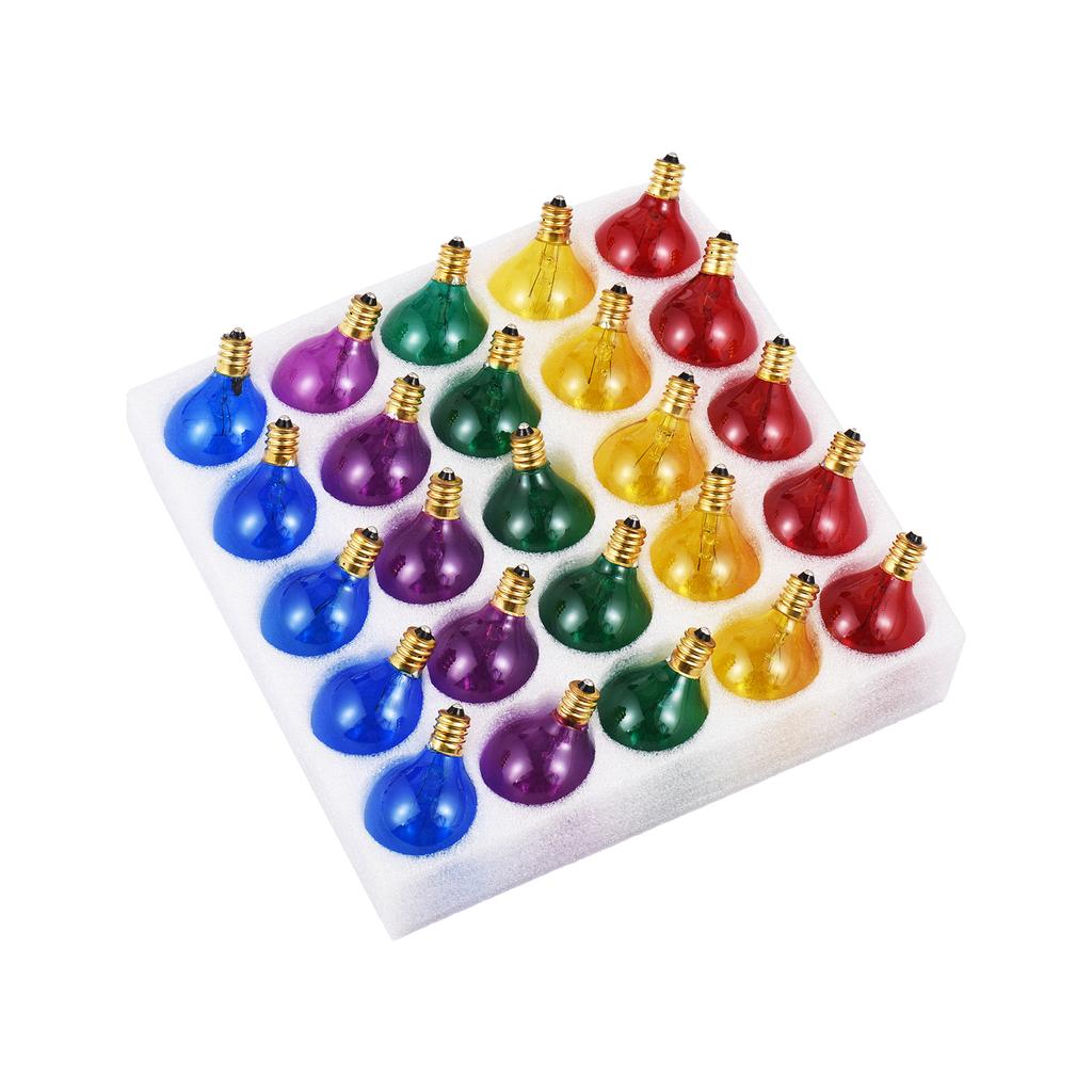 25 шт. G40 вольфрамовая лампа Замена 5 цветов 7 Вт 220-240 В глобусная лампа E12 цокольные лампочки для