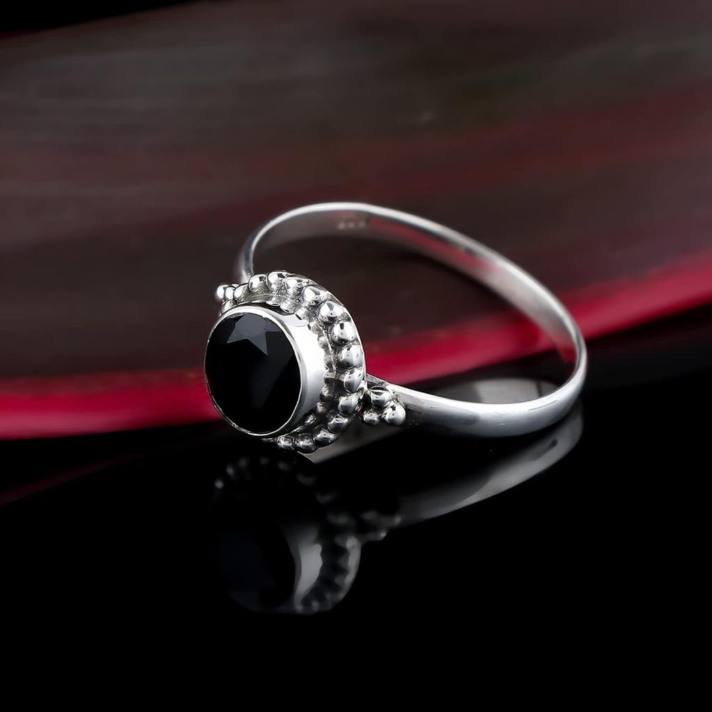 Драгоценный камень Черный Оникс Цельное серебро 925 пробы Дизайнерская модная бижутерия Подарок для нее
