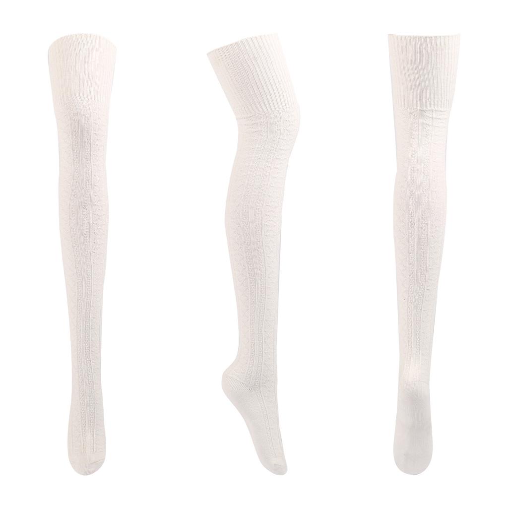 Осенне-зимние женские полосатые однотонные хлопковые вязаные чулки выше колена