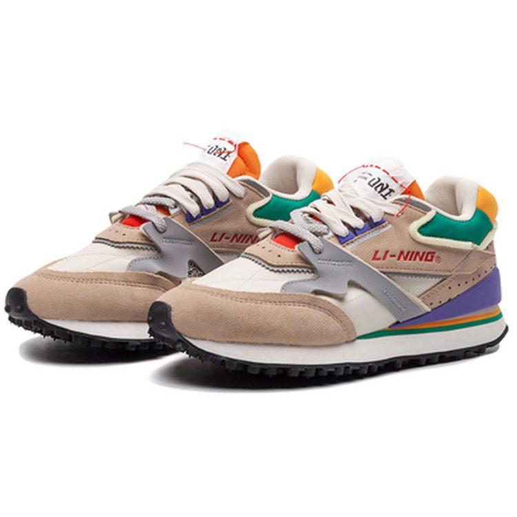 Li Ning 001 Original Aspiration Нескользящие Легкие Низкие Повседневные Кроссовки Мужские Абрикосовый Белый Зеленый AGCP313-4