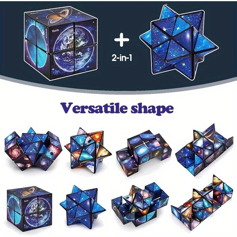 2 in 1 Star Sky Infinity Cube EDC Fidget Toy Creative Decompression Puzzle for Stress Relief Fun Plaything for Kids and Adults