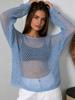 Summer New Women's Hollow Out Cover Up Soft Loose Long Sleeve Knit Top Ins Style Lightweight Breathable Beach Sun Protection Cardigan