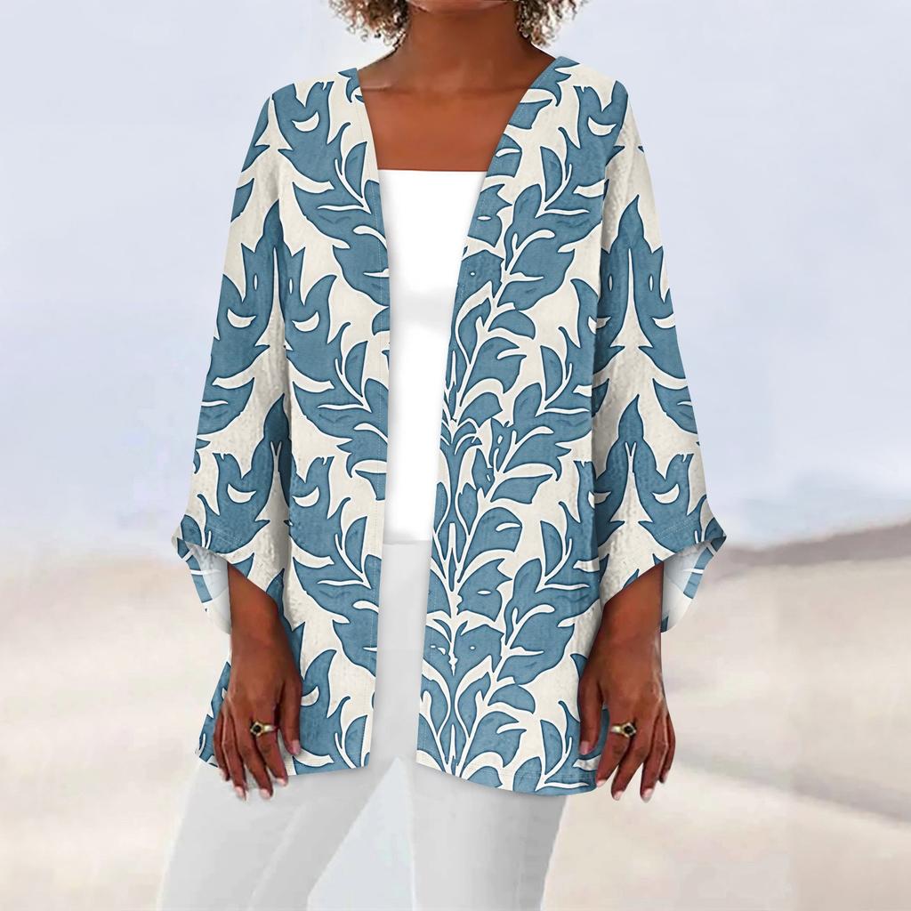 Женская повседневная модная легкая куртка средней длины с принтом в стиле ретро, ​​кардиган