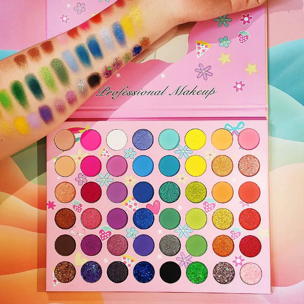 48 Colors Fashion Colors Eye Shadow Plate Green Purple Eye Shadow Stage Makeup for Children and Students Shiny Crystal Glitter