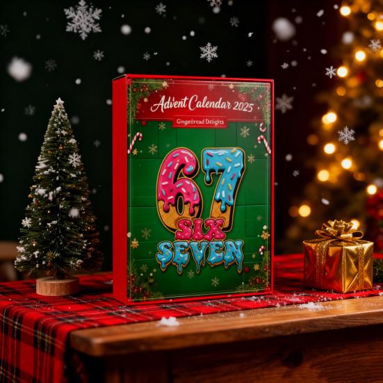 Yousheng Christmas Advent Calendar with 67 Acrylic Xmas Tree Hanging Ornament 24 Days Christmas Countdown Calendar Box Holiday Party Gift