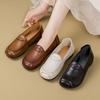 Mom Shoes Spring and Autumn 2025 New Soft Leather Soft Sole Soft Surface Single Shoes Comfortable Leather Shoes Middle-aged and Elderly One-pedal W