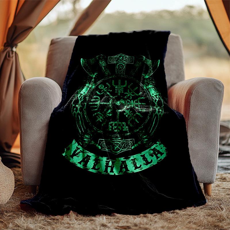 Mythology Valhalla Flannel Blanket Soft Warm All-Season Throw, Design for Camping, Car Travel, Hiking Sofa, Bed, Office Perfect Gift for Parties