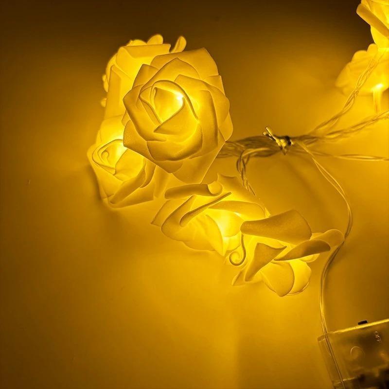 Светодиодная гирлянда «Розовый цветок» (Fairy String Lights), на батарейках, теплый белый и разноцветный, декоративное освещение для спальни, Рождества, свадьбы, дня рождения и вечеринки