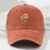 Sunflower Printed Baseball Cap Distressed Travel Hat Vintage Dad Hat  For Women Man