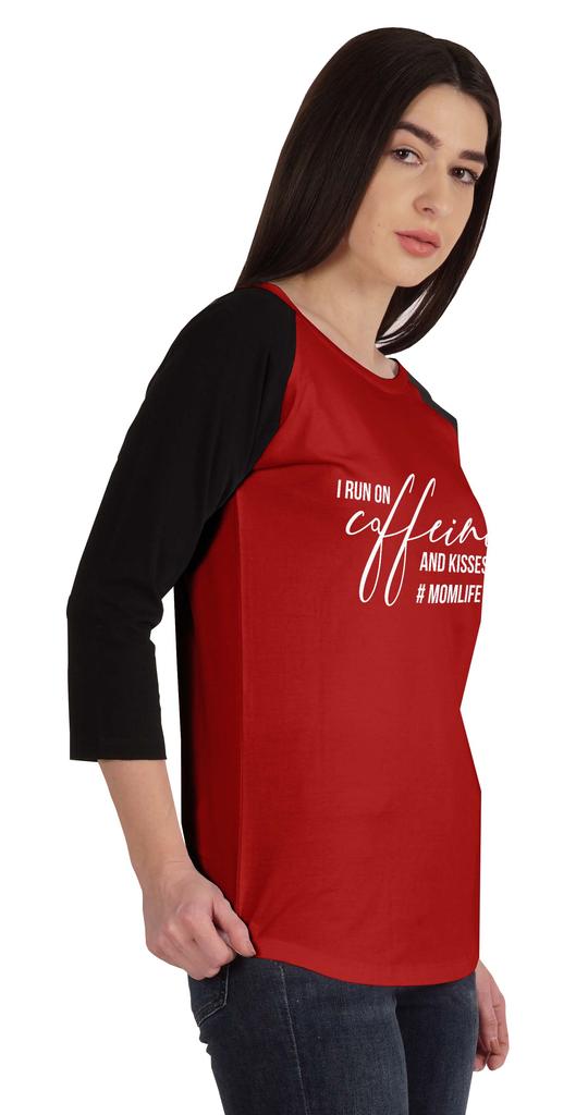 Inkmeso Футболка с принтом «Я бегу на кофеине и поцелуях» #Momlife для женщин