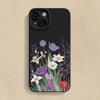 Фиолетовый цветочный узор Чехол для телефона Для iPhone 16 16E 15 14 13 12 11 Pro Max XR X XS 12 Mini 16E 7 8 Plus Силиконовый чехол