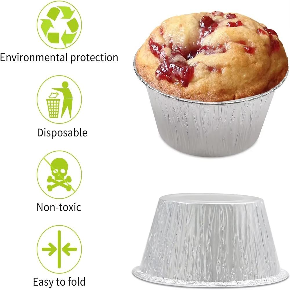 50Pcs Non-stick Baking Cup Tray Disposable Tinfoil Tray Aluminum Tin Foil Baking Pans  Pudding