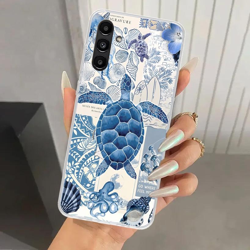 Чехол для телефона Samsung Galaxy A17 A16 A37 A26 A36 A57 A56 A15 A25 A35 A55 A14 A24 A34 A54 A13 A2 с рисунком Морская звезда Морская черепаха Акула