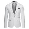 Men Suit Coat Formal Business Style Single Button Cardigan Slim Fit Long Sleeve Turn-down Collar Solid Color Groom Groomsman Wedding Suit Jacket
