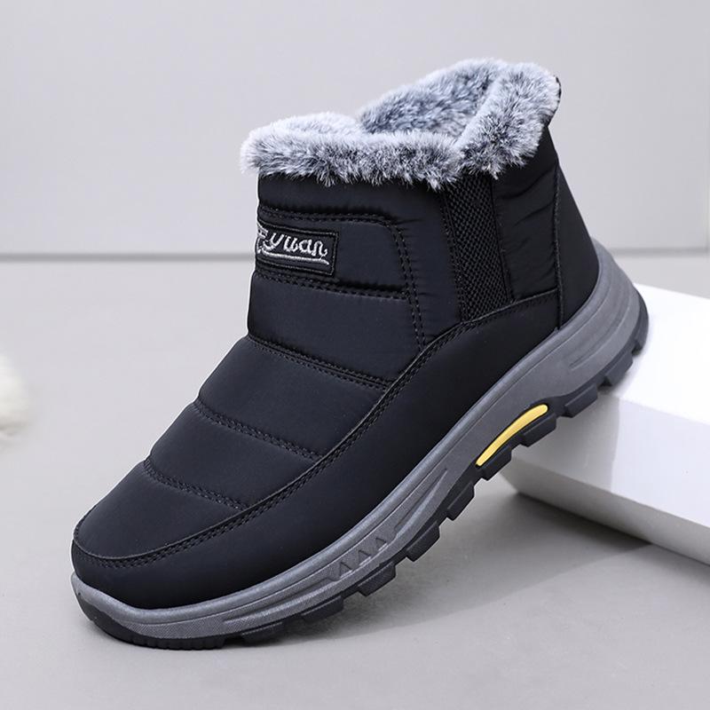 Mens Large Size Soft Sole Winter Warm Fur One Snow Boots Padded Wool Lined Ankle Boots Anti-slip Hiking Sports Cotton Boots