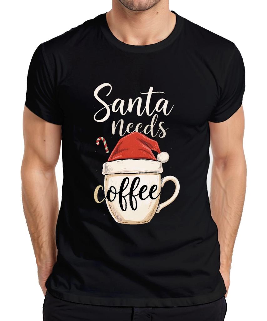 Santa Needs Coffee Santa Claus Funny Coffee Gift Mens T-Shirt-